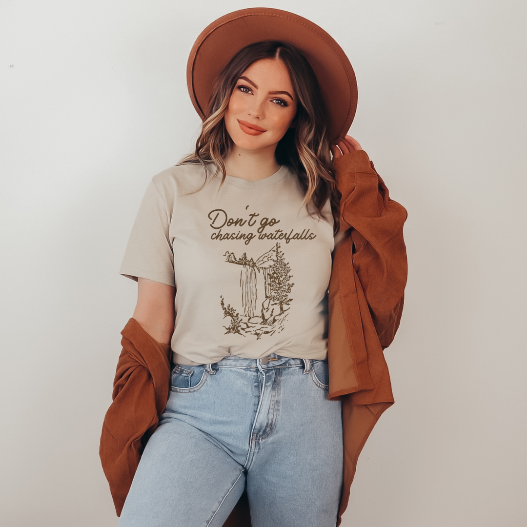 Don't Go Chasing Waterfalls Tee - Army Green, Mustard & Heather Tan